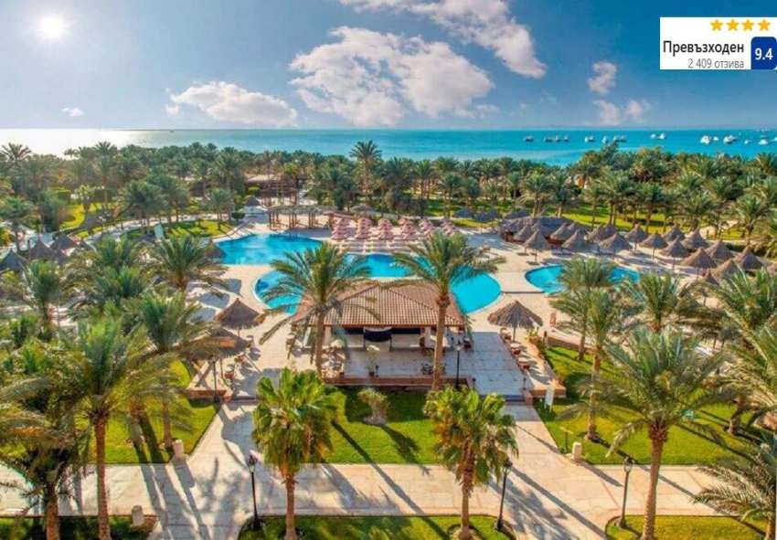  Почивка в Египет на първа линия с чартърен полет от София. 6 All Inclusive нощувки на човек в SIVA GRAND BEACH 4* + 1 нощувка, закуска, вечеря и посещение на пирамидите в Кайро 