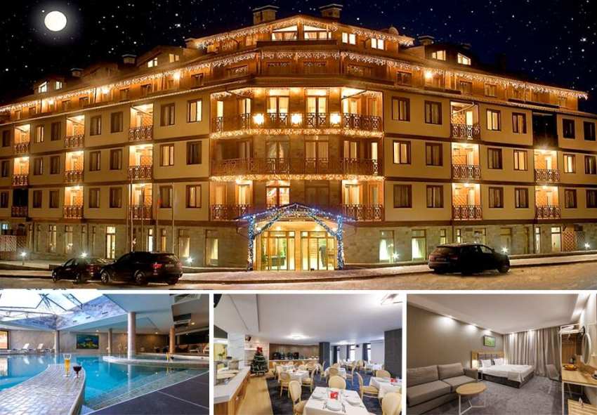 Декември в Банско! 2 или 3 нощувки на човек със закуски или закуски и вечери + арома релакс масаж + топъл басейн и термална зона от Вихрен Роял Палас **** Декември в Банско! 2 или 3 нощувки на човек със закуски или закуски и вечери + арома релакс масаж + топъл басейн и термална зона от Вихрен Роял Палас ****