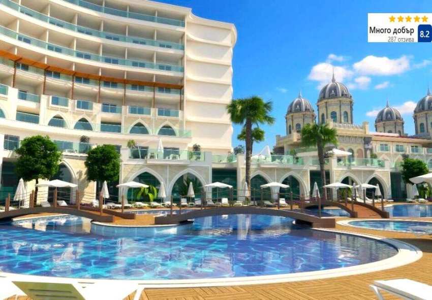  Ранни записвания за 2026г. в OZ HOTELS SUI 5*, Алания, Турция! Автобусен транспорт + 7 нощувки на човек на база Аll Inclusive + басейни. Дете до 6.99г. БЕЗПЛАТНО! 
